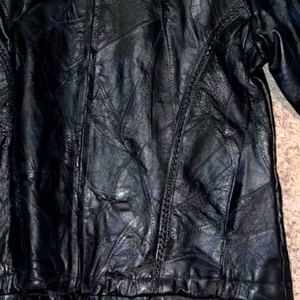 Authentic Leather Patch-Stitch Coat/Jacket - image 3